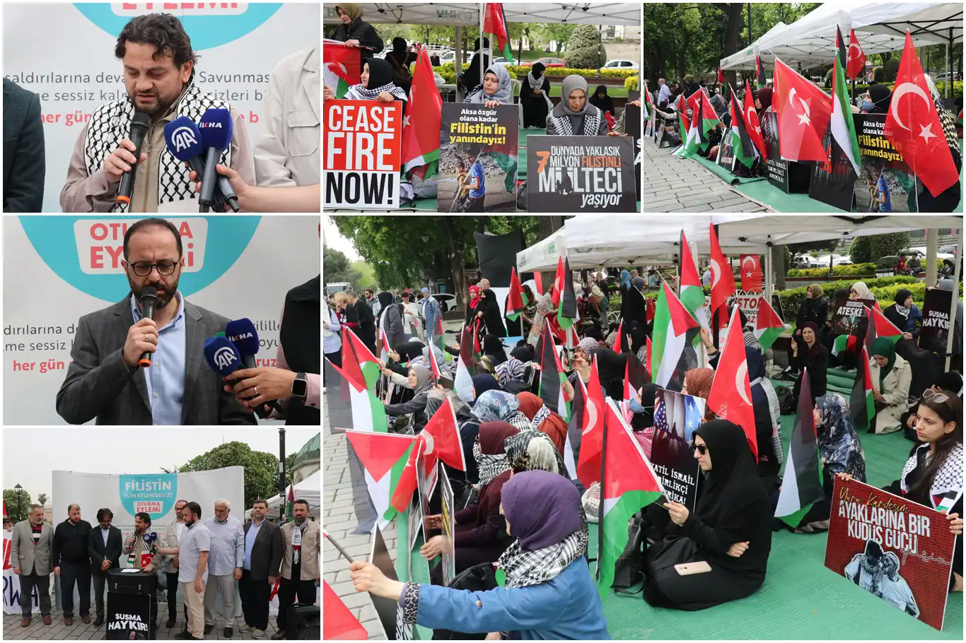 İstanbul'da Filistin için oturma eylemi başladı