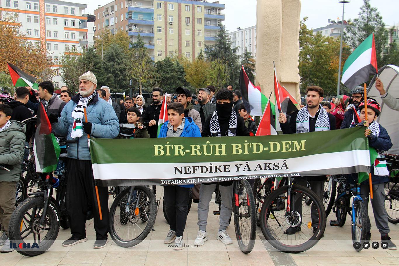 Diyarbakırda Pedallerimizi Gazzeye Çeviriyoruz sloganıyla etkinlik düzenlendi