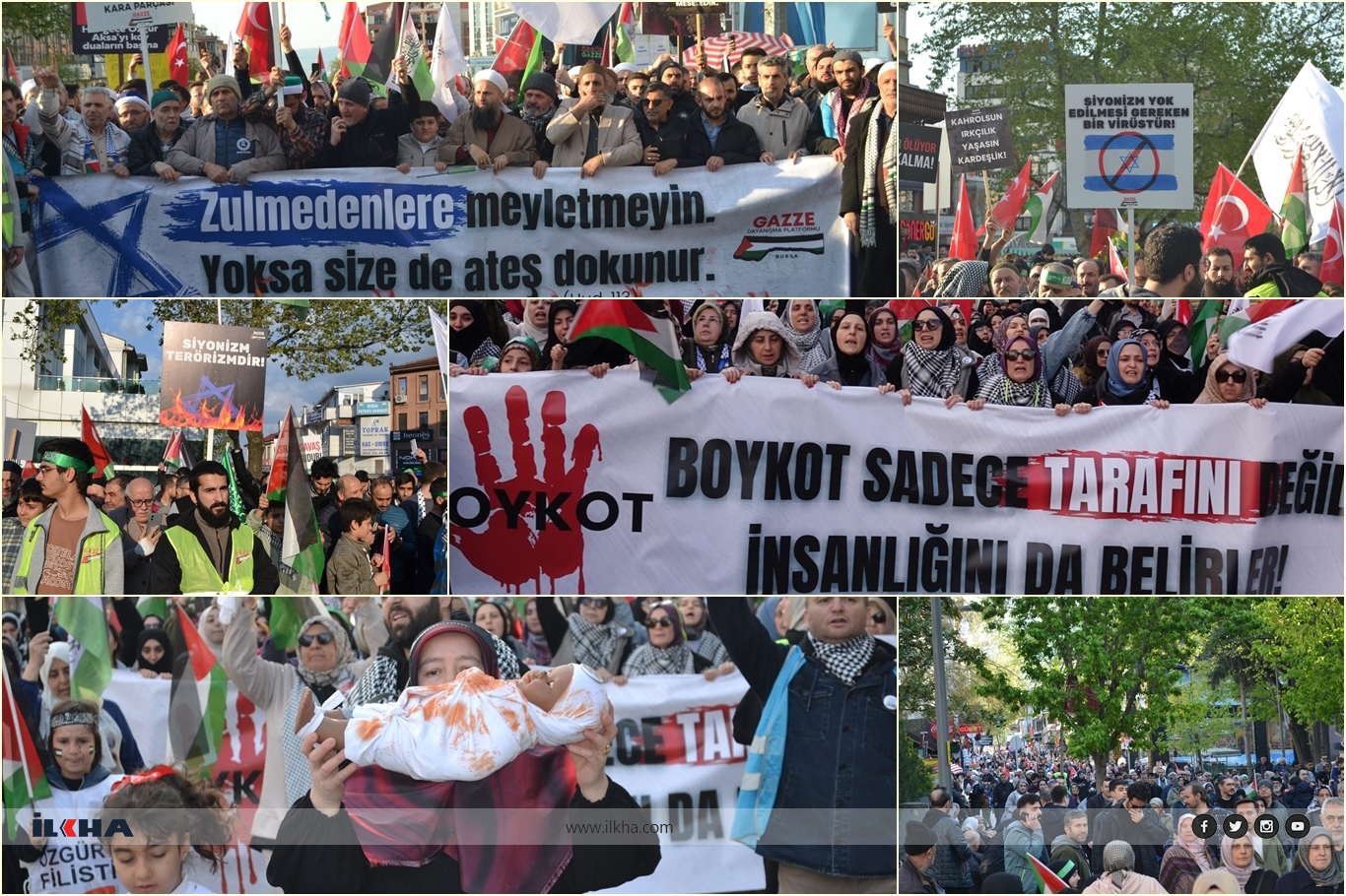 Bursa'da binlerce kişi Gazze'ye destek için yürüdü