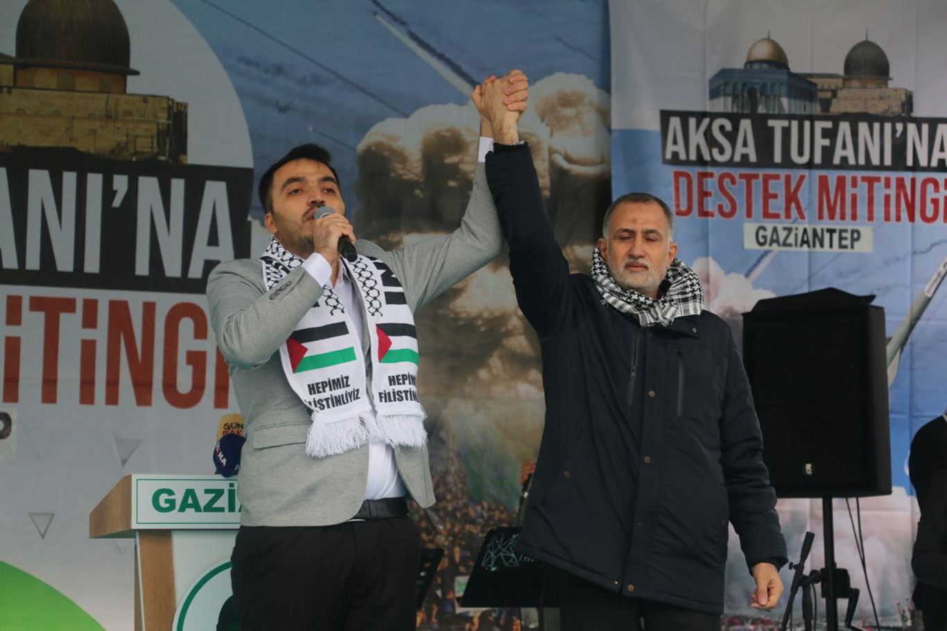 Gaziantep'te Peygamber Sevdalıları Vakfı tarafından "Kudüs ve Aksa Tufanı'na Destek Mitingi" düzenlendi.