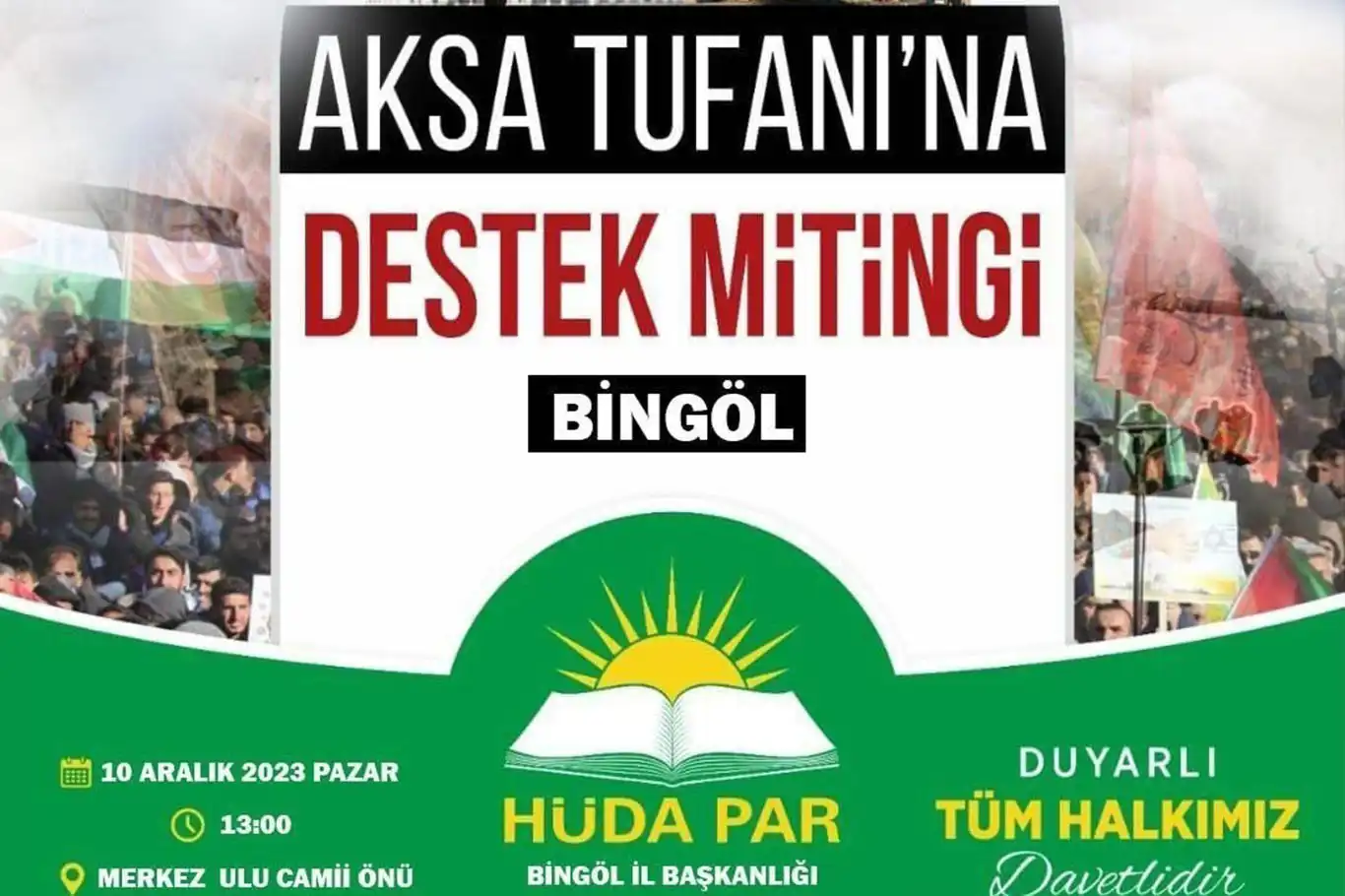 HÜDA PAR to hold rally in Bingöl to support "Aqsa Flood"