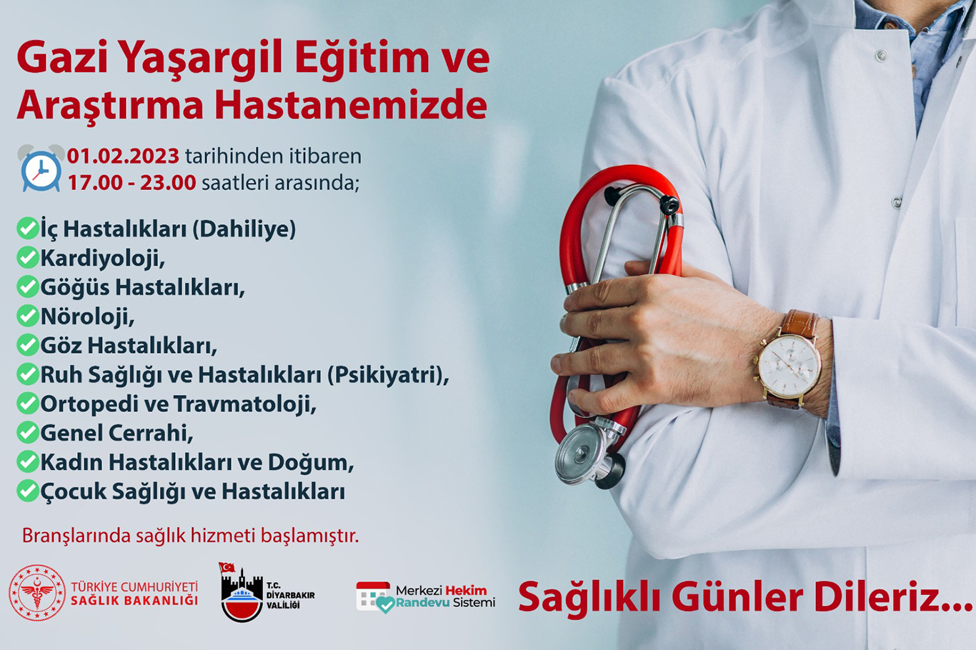 Gazi Yaşargil Eğitim ve Araştırma Hastanesi'nde poliklinikler gece saatlerine kadar açık olacak Gazi Yaşargil Eğitim ve Araştırma Hastanesi'nde poliklinikler gece saatlerine kadar açık olacak
