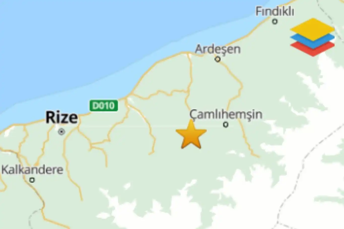 Rize'de 4,7 büyüklüğünde deprem Rize'de 4,7 büyüklüğünde deprem