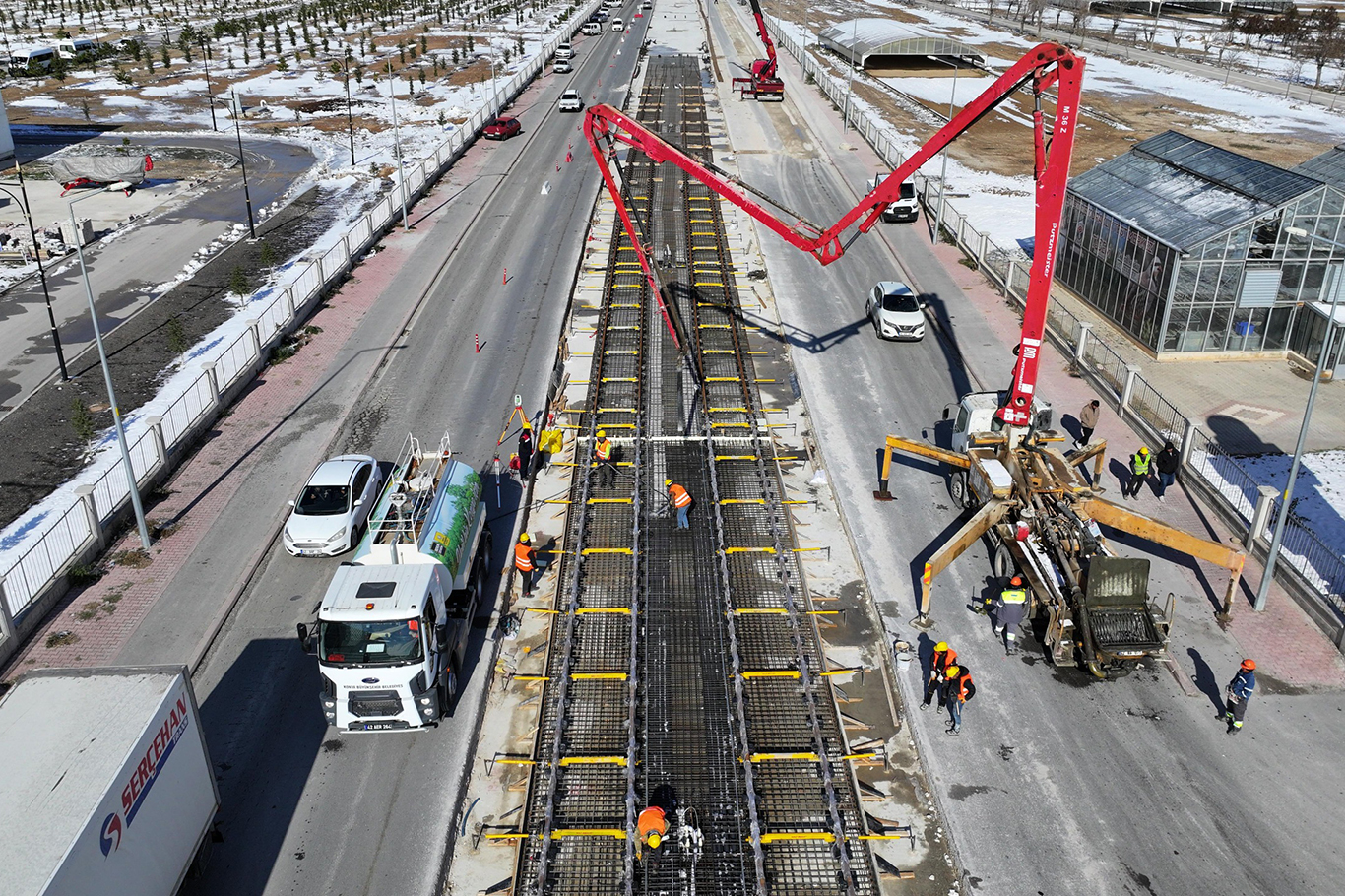 Konya’da yeni tramvay hattı çalışmaları sürüyor Konya’da yeni tramvay hattı çalışmaları sürüyor