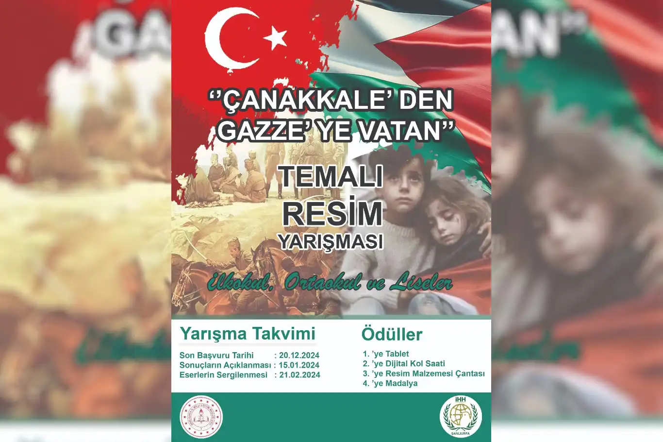 Şanlıurfa'da "Çanakkale'den Gazze'ye Vatan" temalı resim yarışması düzenlenecek Şanlıurfa'da "Çanakkale'den Gazze'ye Vatan" temalı resim yarışması düzenlenecek
