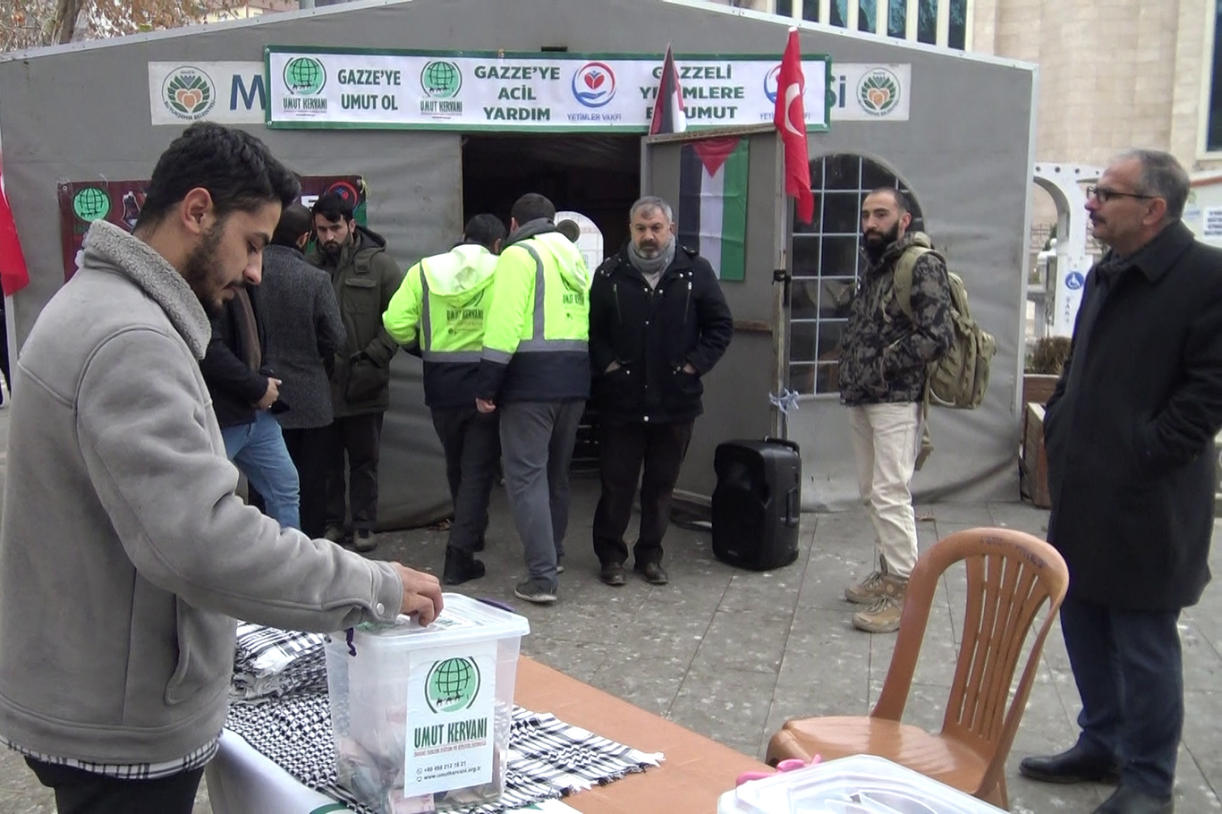 Malatya'da Gazze için yardım çadırı kuruldu