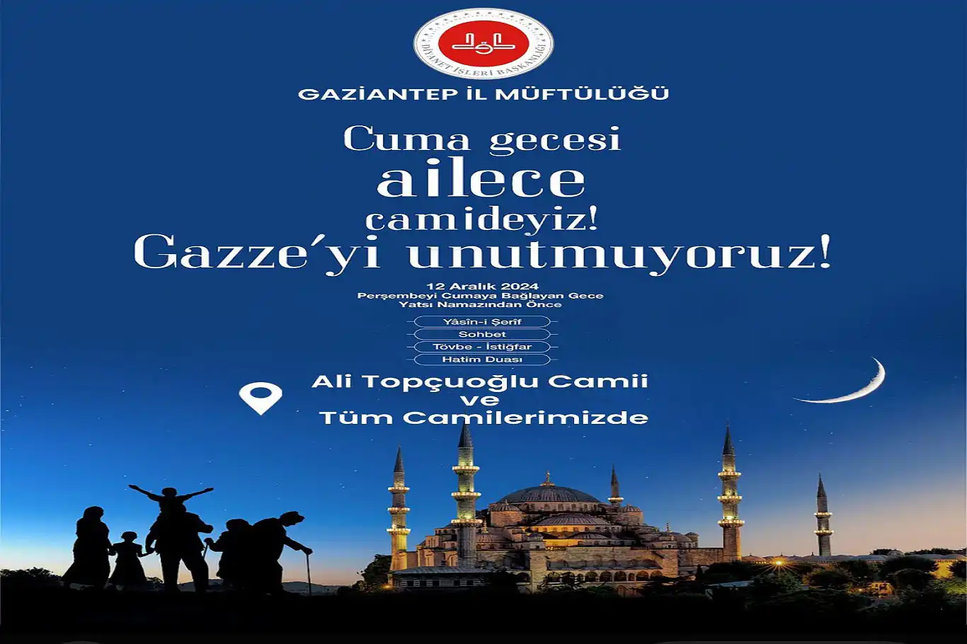 Gaziantepliler Gazze için camilerde buluşacak Gaziantepliler Gazze için camilerde buluşacak