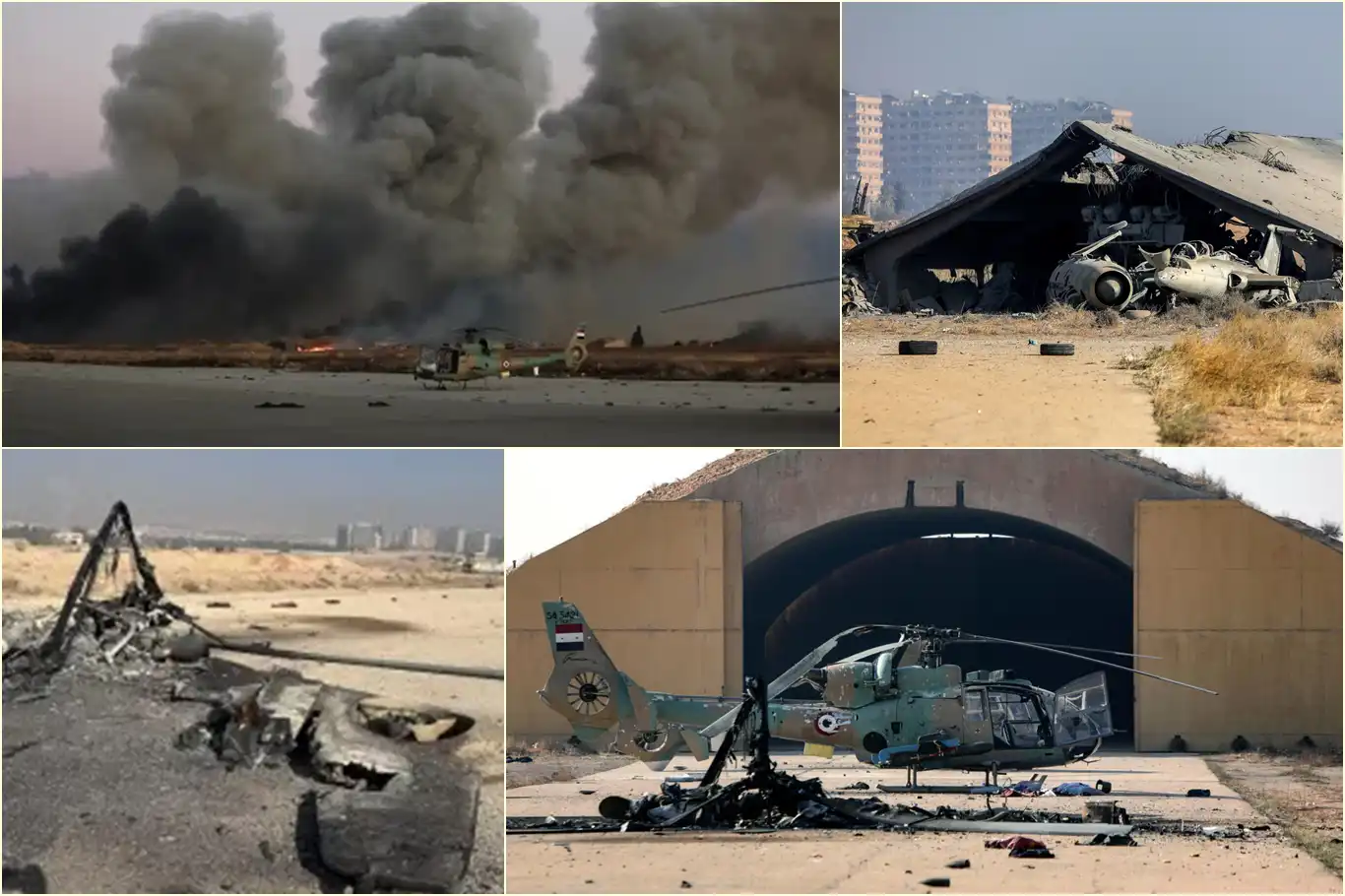İşgalcilerin vurduğu Mezzeh Askeri Havalimanı'nda çok sayıda uçak ve helikopter zarar gördü İşgalcilerin vurduğu Mezzeh Askeri Havalimanı'nda çok sayıda uçak ve helikopter zarar gördü