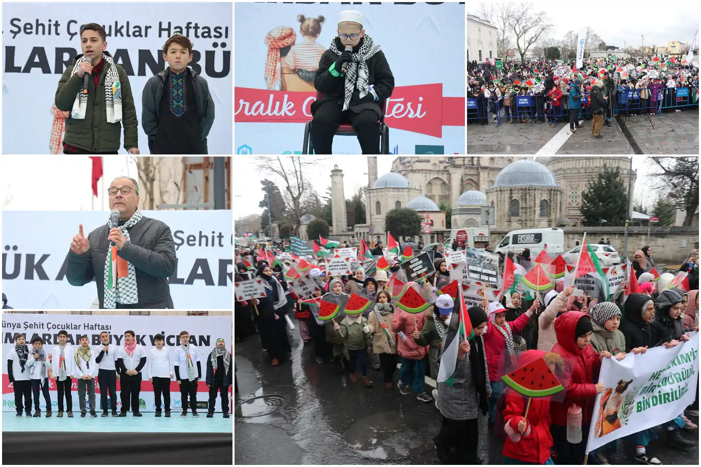 Yüzlerce çocuk "Dünya Şehit Çocukları" için yürüdü Yüzlerce çocuk "Dünya Şehit Çocukları" için yürüdü