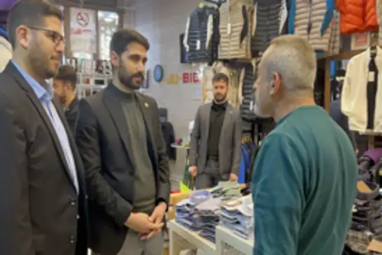 HÜDA PAR Kestel Belediye Başkan Adayı Velioğlu, esnafı ziyaret ederek destek istedi