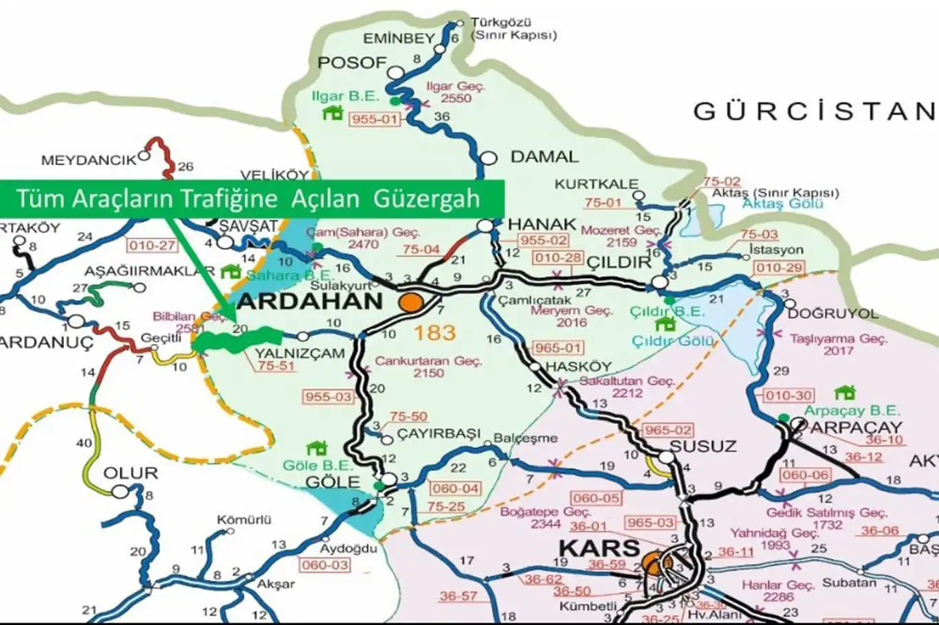 Ardahan-Ardanuç yolu ulaşıma açıldı