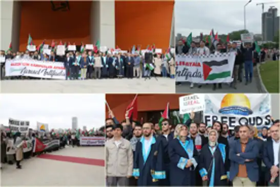 İstanbul Medeniyet Üniversitesi’nde Gazze’ye destek yürüyüşü