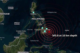 Magnitude 5.8 earthquake strikes off southeastern Philippines