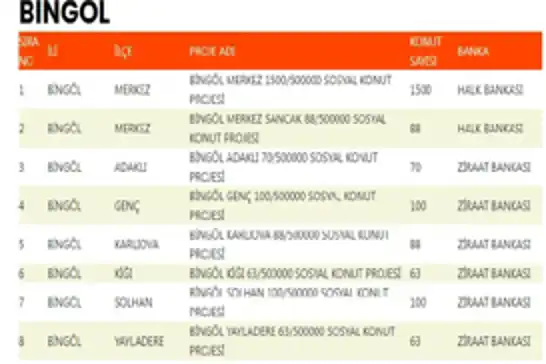 TOKİ konutları Bingöl’ün hangi ilçesinde kaç tane yapılacağı açıklandı
