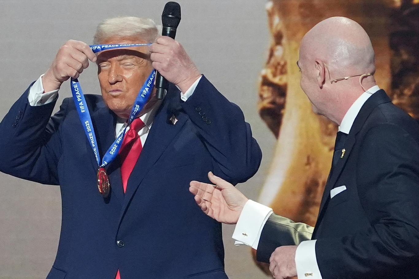 Trump honored with FIFA’s new peace trophy in event critics call “political theater”