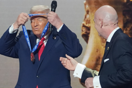 Trump honored with FIFA’s new peace trophy in event critics call “political theater”