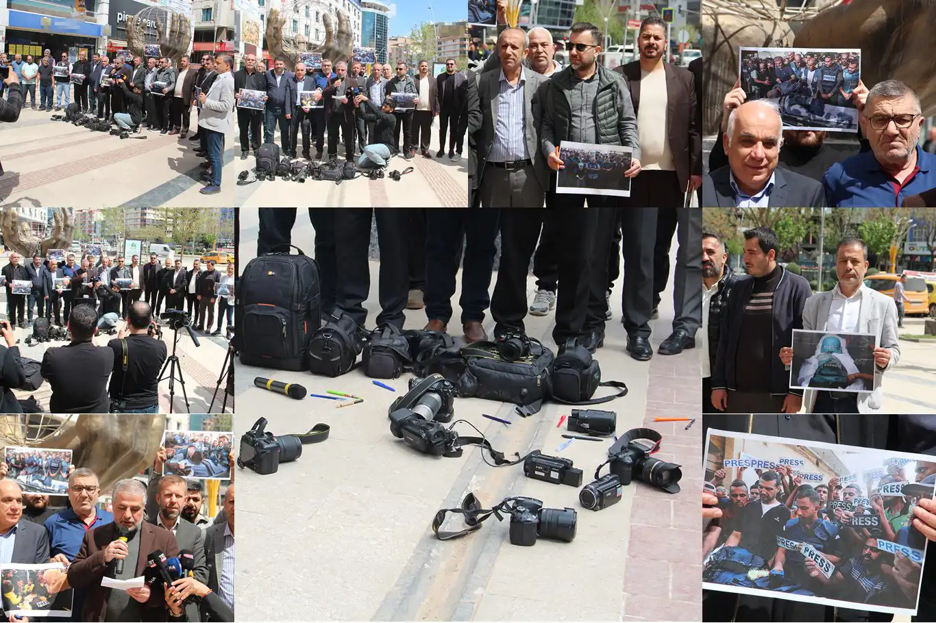 Gazeteciler, Gazze'de meslektaşlarının katledilmesini protesto ettiler Gazeteciler, Gazze'de meslektaşlarının katledilmesini protesto ettiler