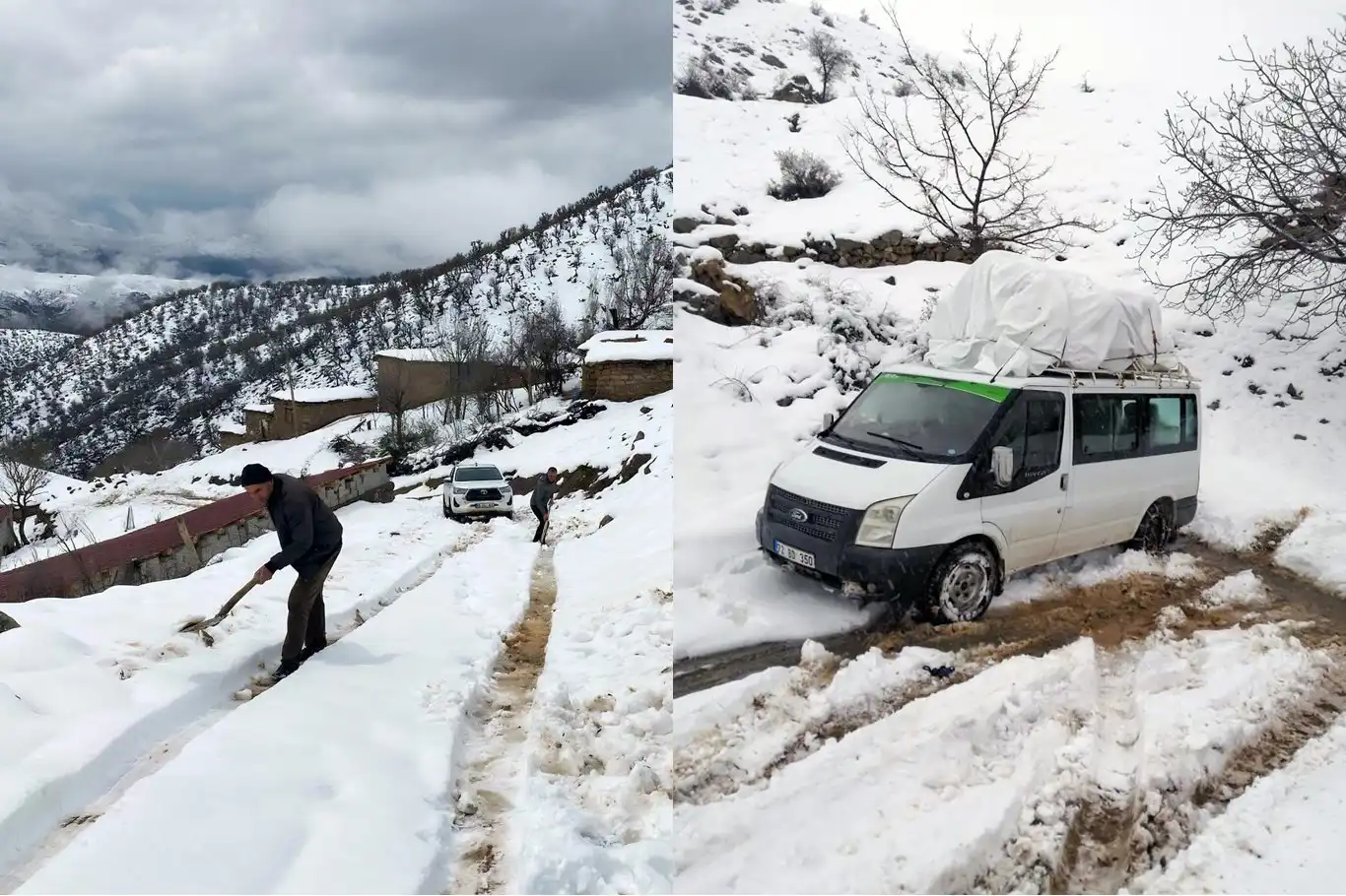 Sason'da kardan kapanan yollar açılıyor Sason'da kardan kapanan yollar açılıyor