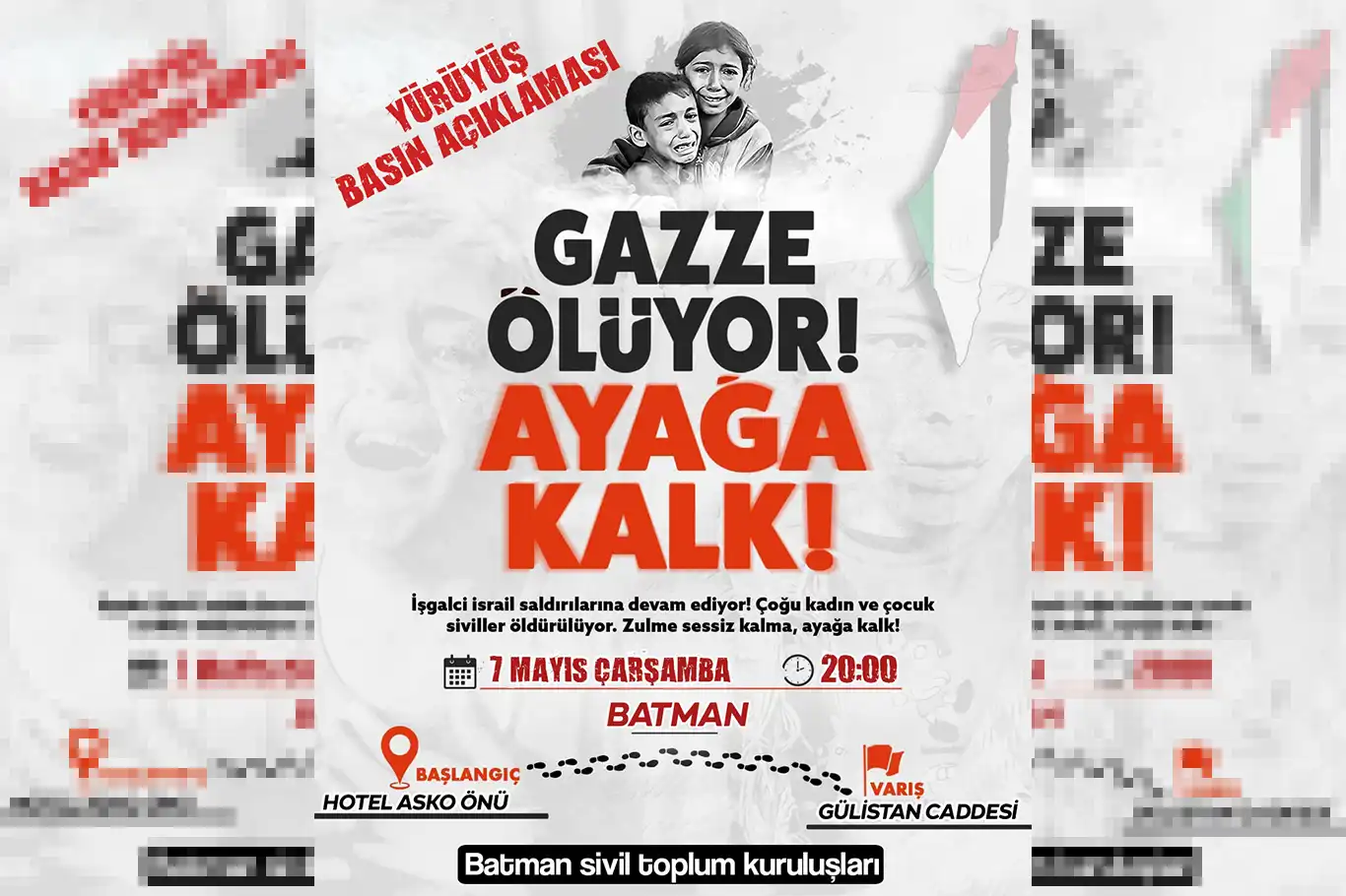 Gazze'ye sessiz kalmayan Batmanlılar yürüyüşe hazırlanıyor Gazze'ye sessiz kalmayan Batmanlılar yürüyüşe hazırlanıyor
