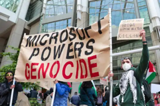 "Microsoft, saklanamazsın! Soykırımı destekliyorsun"