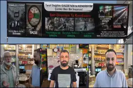 Adana’da iki esnaf, hem boykot hem bağışla Gazze halkının yanında yer aldı