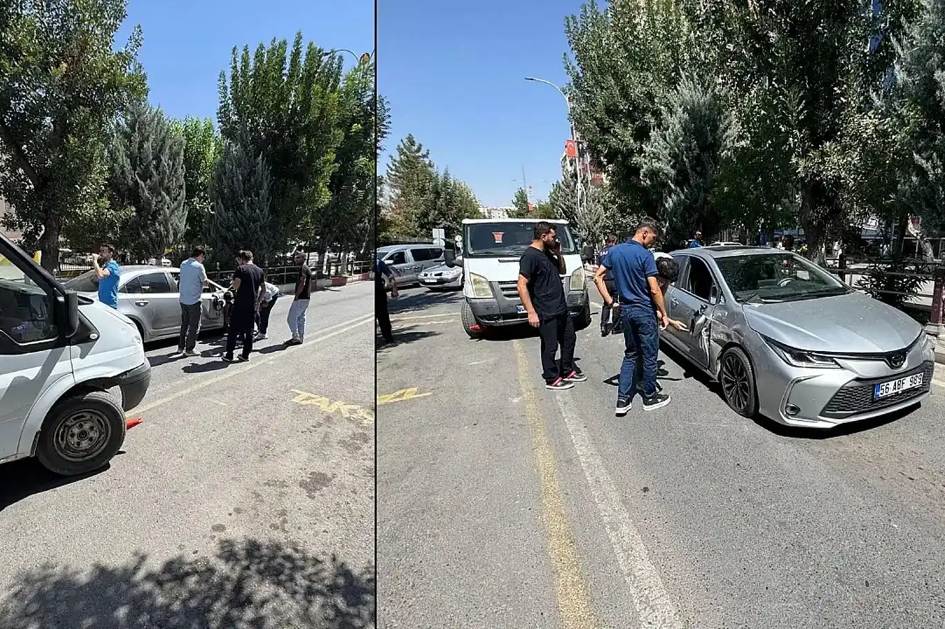Siirt'te maddi hasarlı kaza trafiği aksattı Siirt'te maddi hasarlı kaza trafiği aksattı