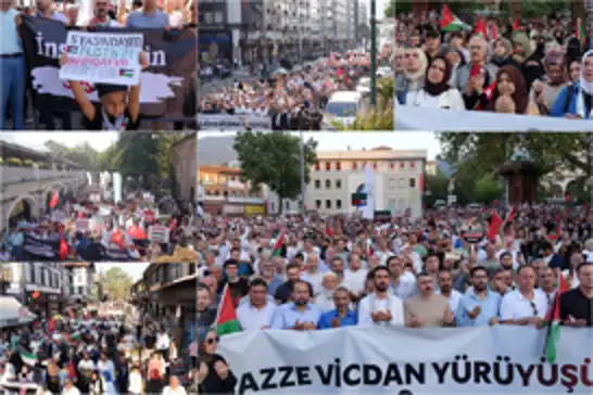 Bursa'da binlerce kişi Gazze için yürüdü