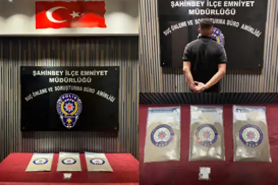 Gaziantep’te 3 kilo metamfetamin ele geçirildi