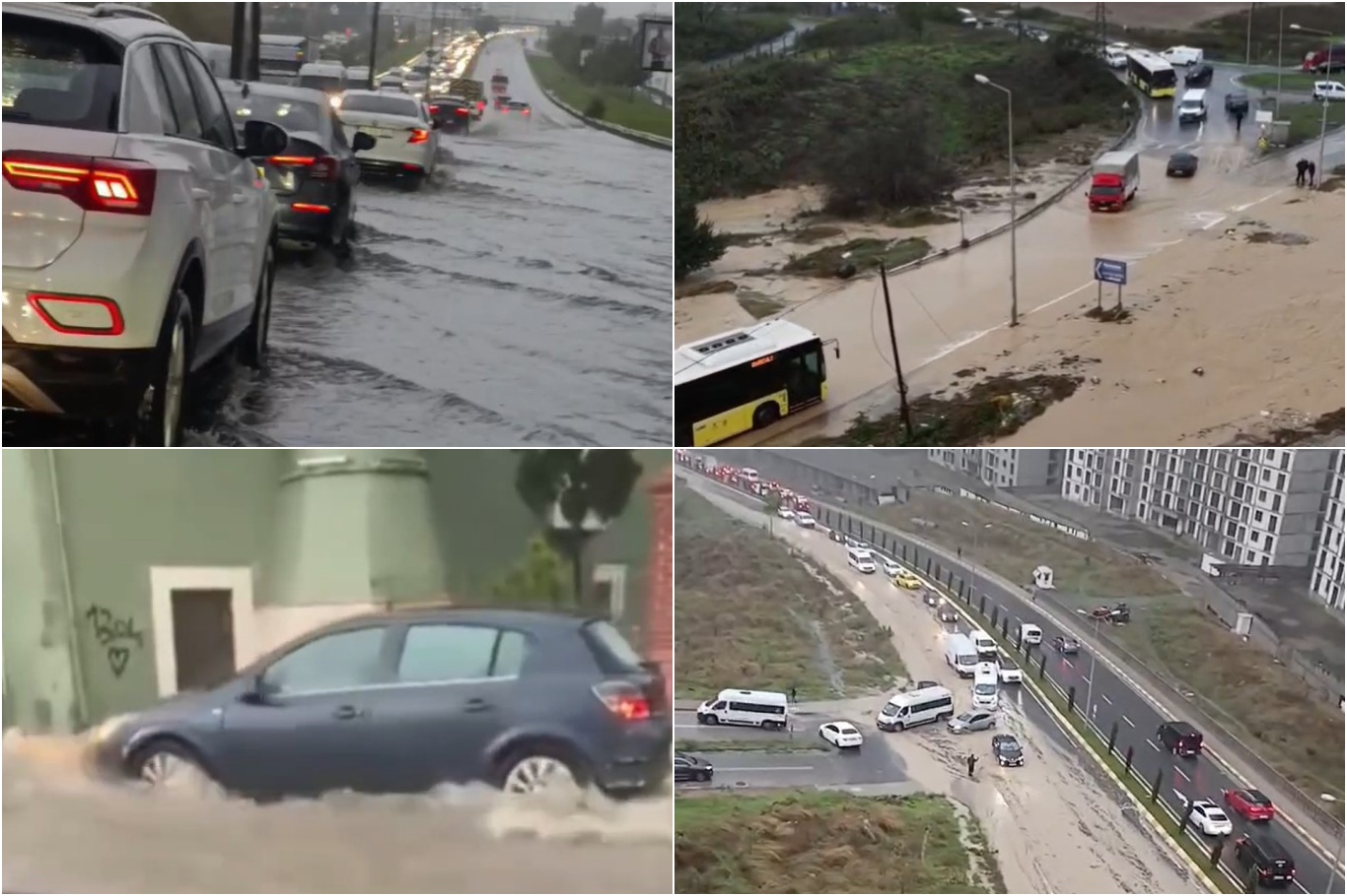 İstanbul'da kuvvetli yağış: Cadde ve sokakları su bastı