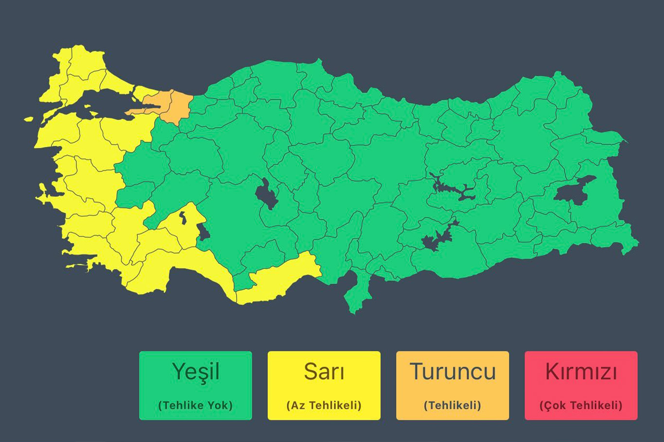 İçişleri Bakanlığından birçok il için kuvvetli yağış ve fırtına uyarısı
