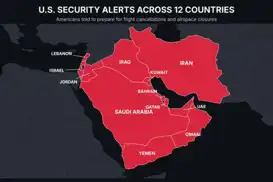 US issues security alerts for Americans across 12 Middle Eastern countries
