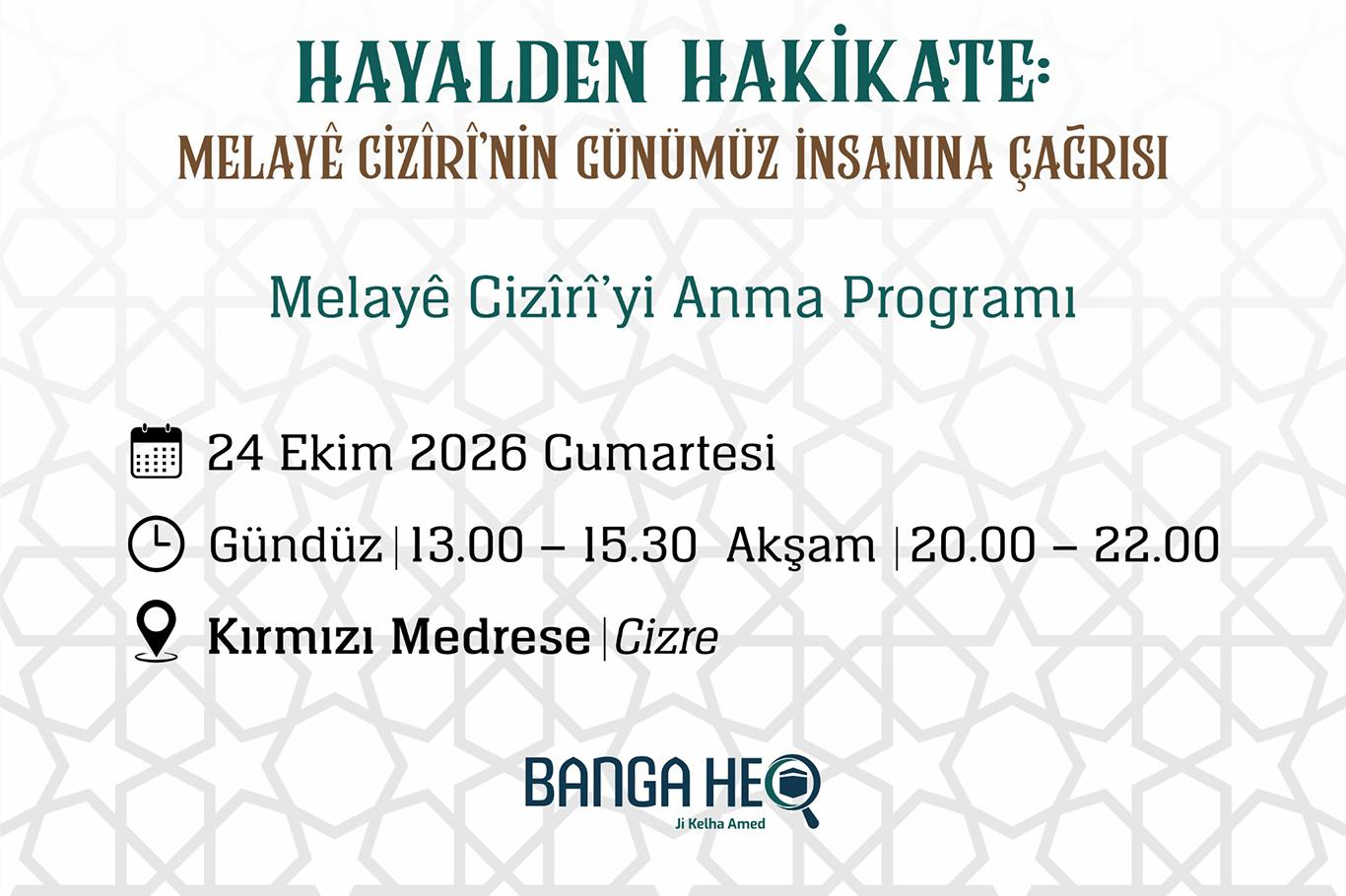 Cizre’de Melayê Cizîrî paneli düzenlenecek