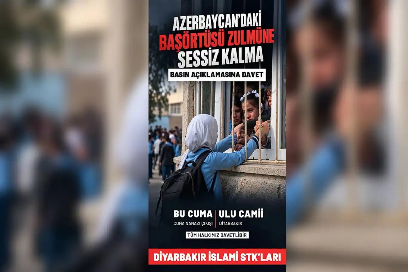 Li bajarê Dîyarbekirê, li dijî qedexeyên hîcabê yên li Azerbaycanê, banga civîneke çapemeniyê ya girseyî hat kirin