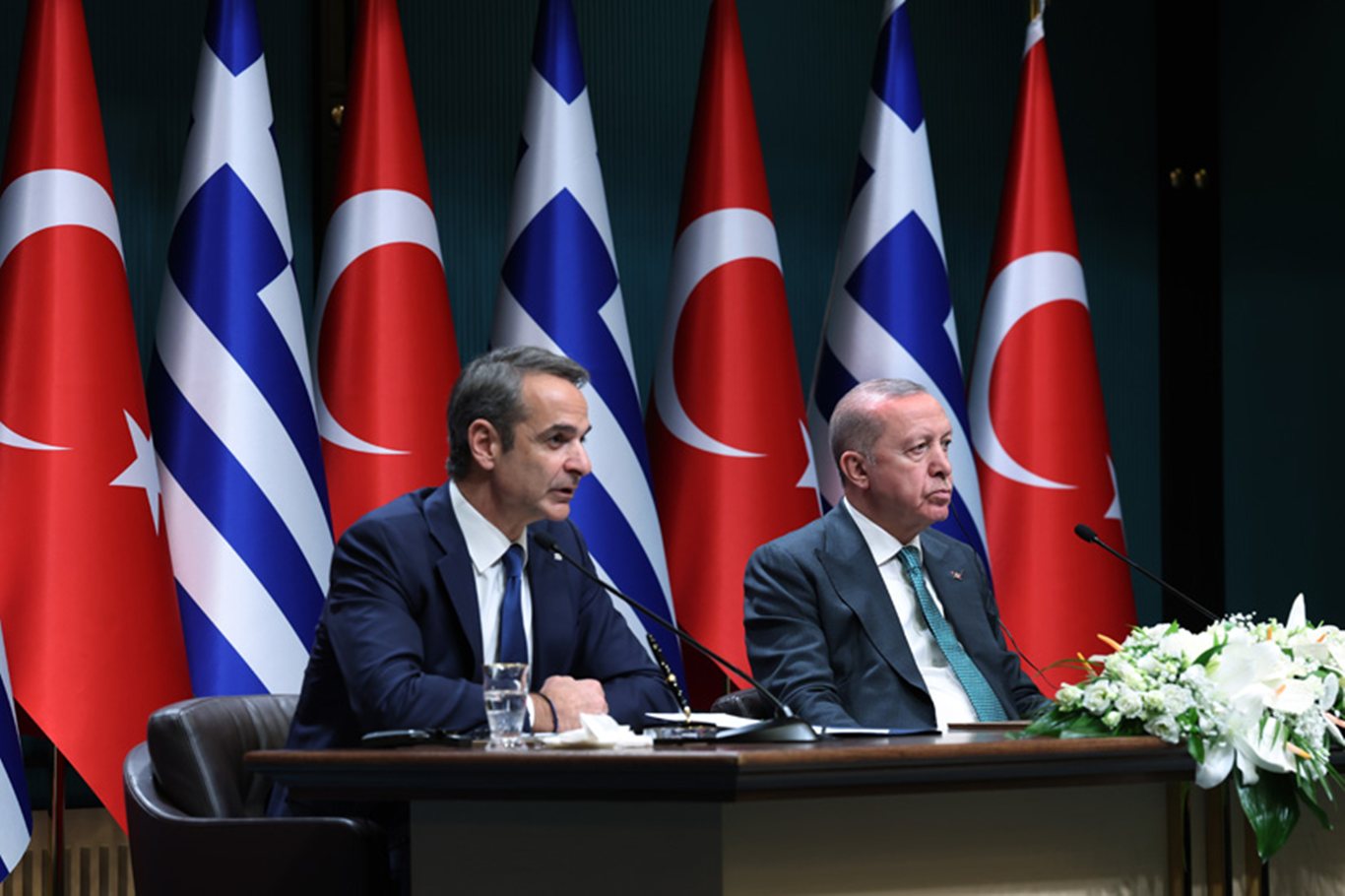 Cumhurbaşkanı Recep Tayyip Erdoğan ve Yunanistan Başbakanı Kiryakos Miçotakis 