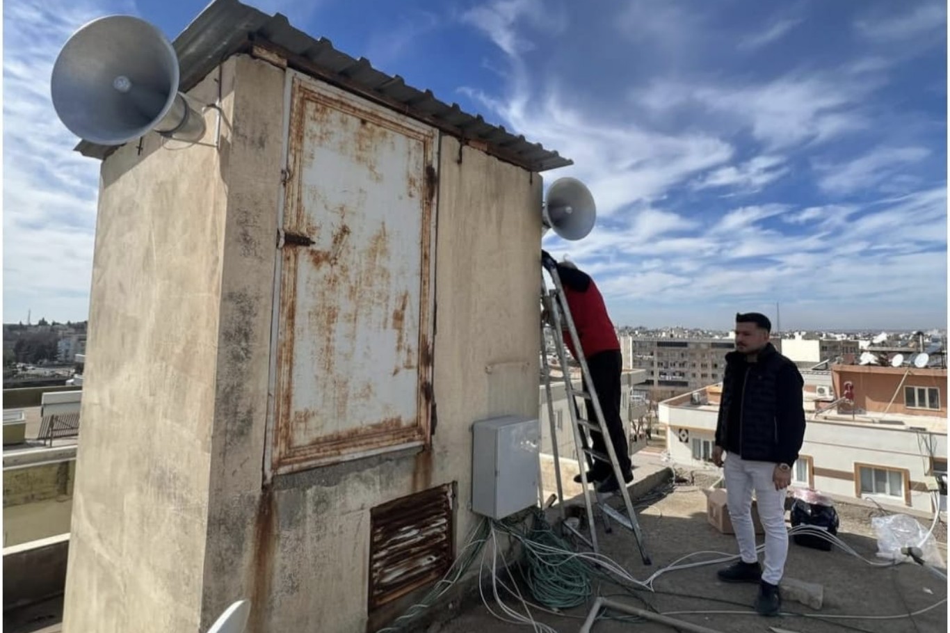 Mardin’de camii olmayan bölgede ezan için merkezi hoparlör çözümü