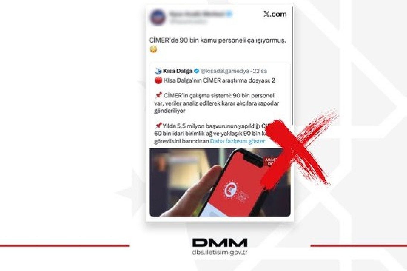 DMM, “CİMER’de 90 bin kişinin görev yaptığı” iddialarını yalanladı