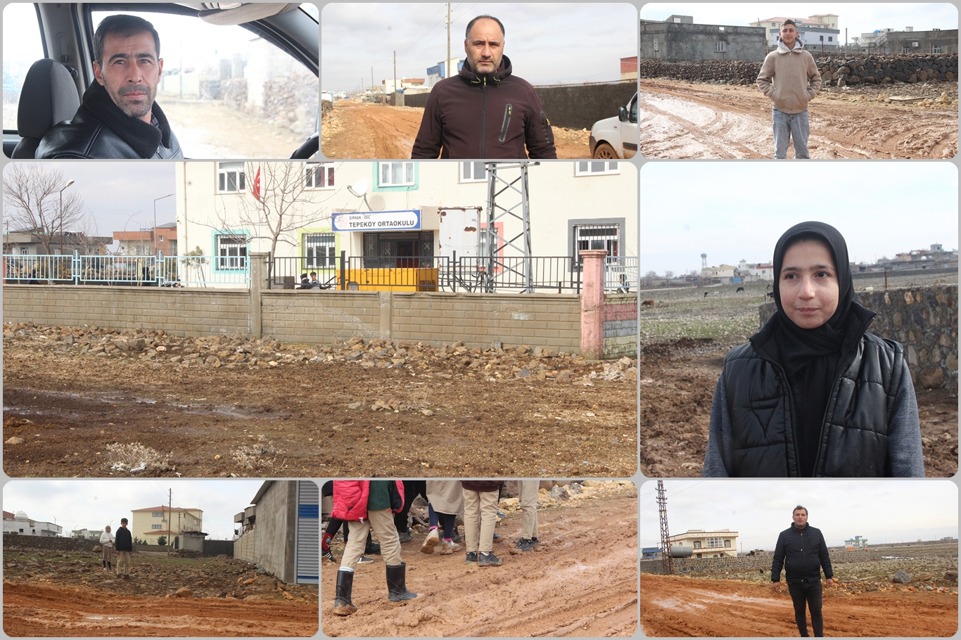 İdil'de okul yolları çamur deryasına döndü, öğrenciler okula ulaşmakta zorlanıyor