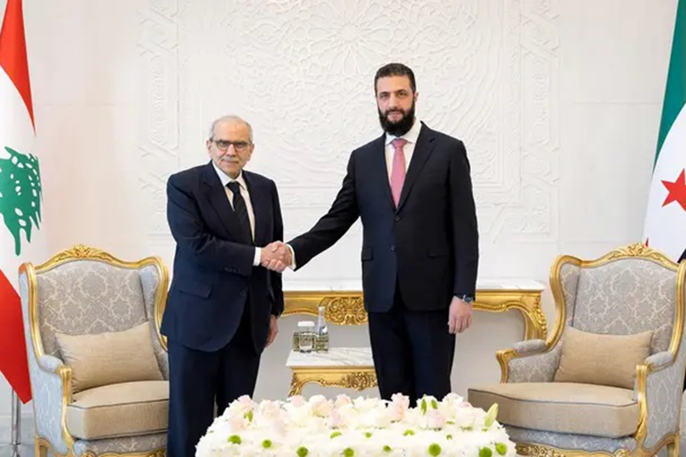 Syrian President Ahmad al-Sharaa holds talks with Lebanese Prime Minister Nawaf Salam in Damascus
