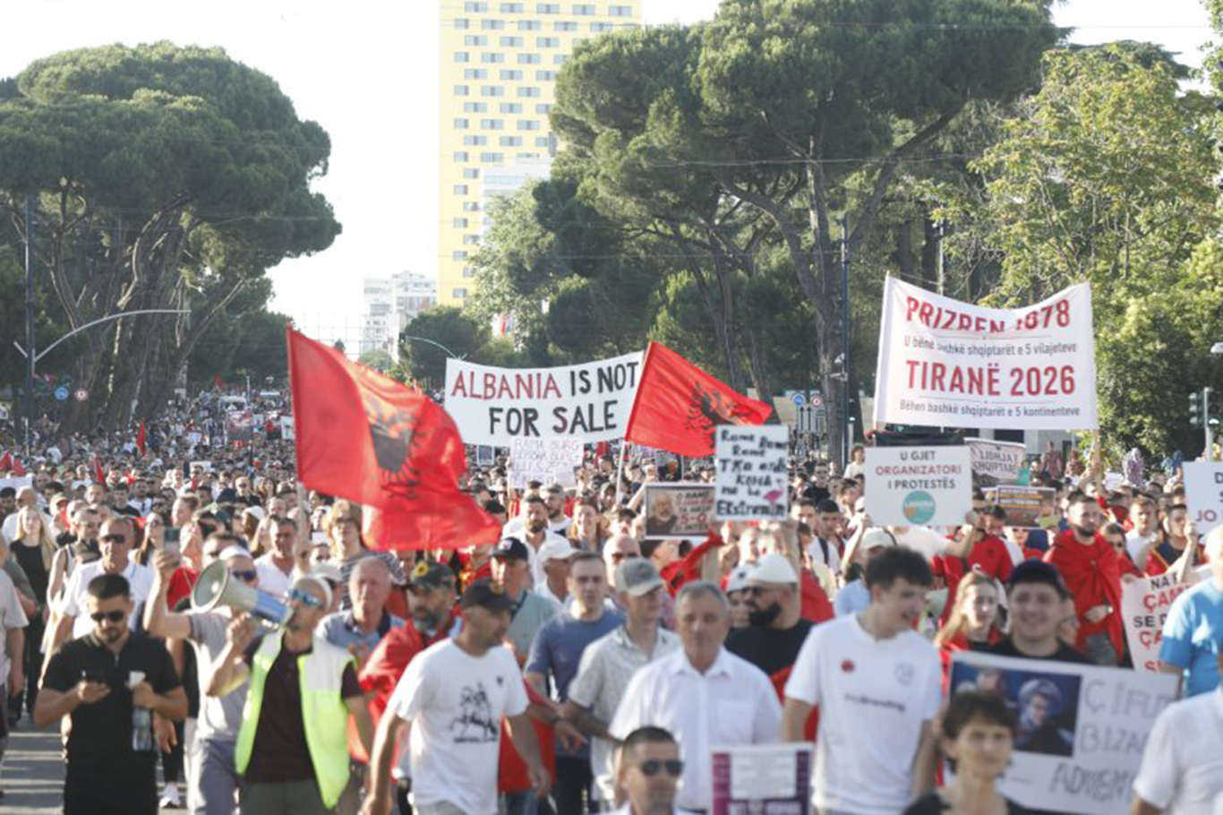 Thousands rally in Albania against Jared and Ivanka Trump's luxury resort plans