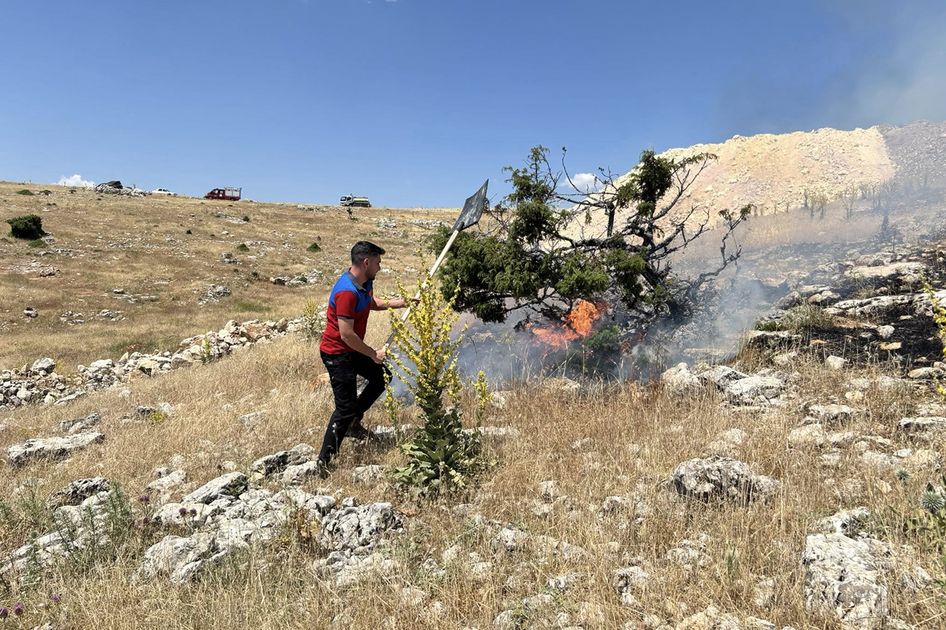 Adıyaman'da dağlık alanda yangın çıktı
