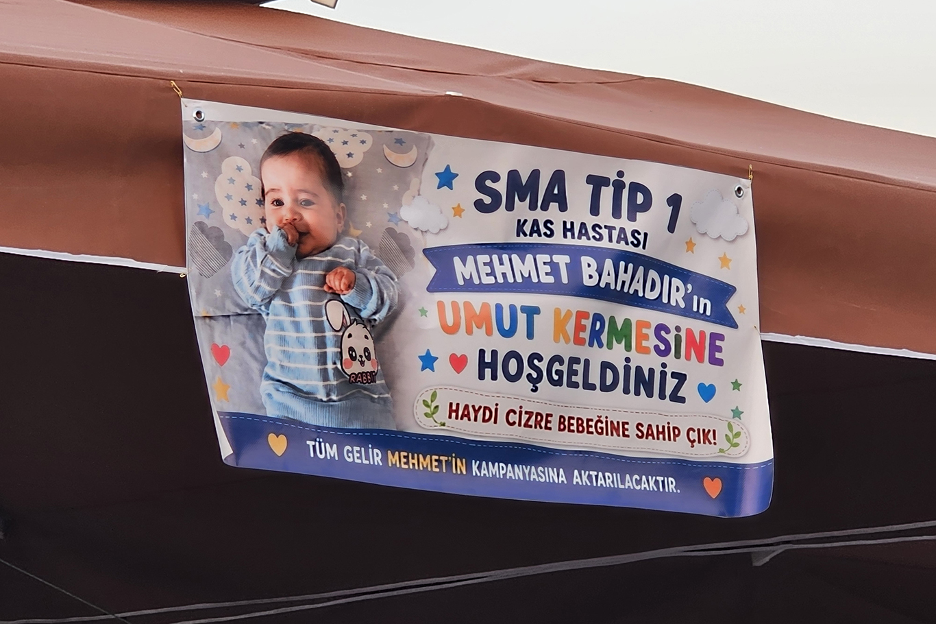 Cizre'de SMA Hastası Mehmet bebek için yardım çadırı kuruldu