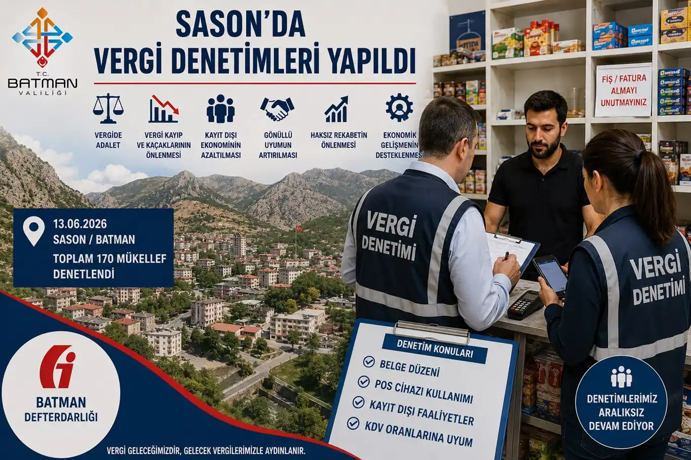Batman'da 170 mükellefe vergi denetimi