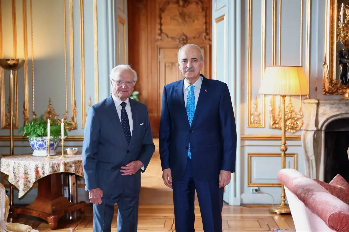 Sweden’s King Carl XVI Gustaf receives Turkish Parliament Speaker Kurtulmuş