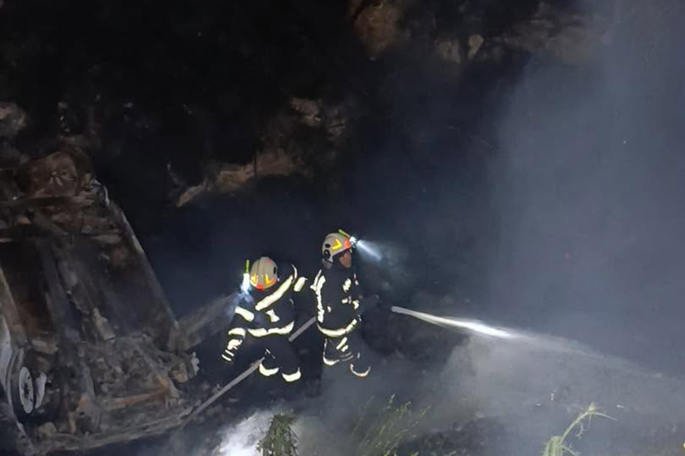 Denizli'de devrilen araç orman yangınına neden oldu