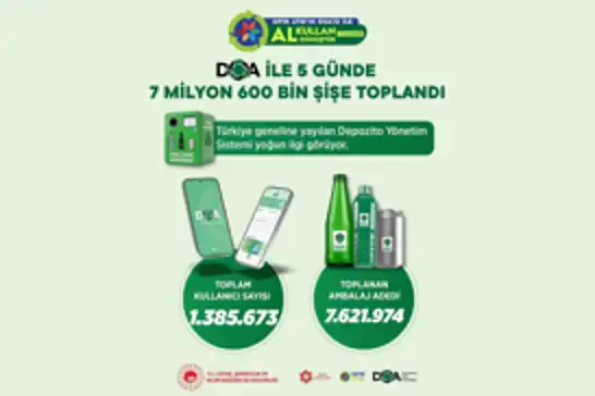 DOA sistemiyle 5 günde 7,6 milyon ambalaj toplandı
