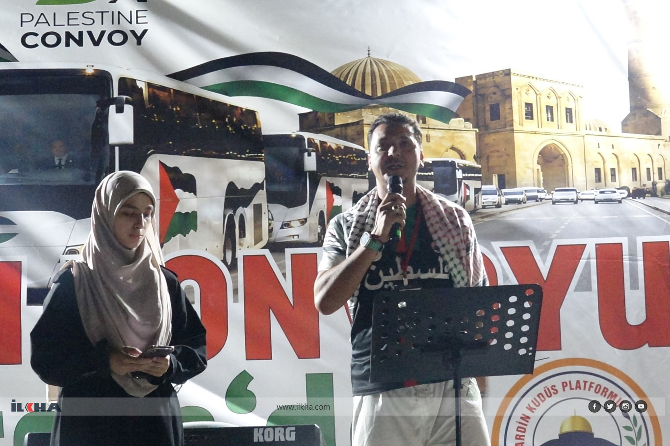 Thousands welcome Palestine Convoy in Mardin with rally in support of Gaza