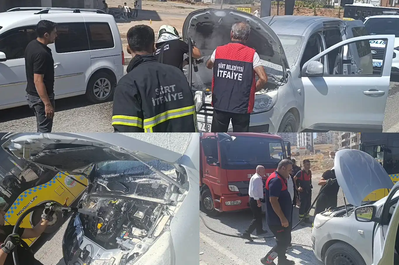 Siirt'te seyir halindeki kamyonette yangın çıktı