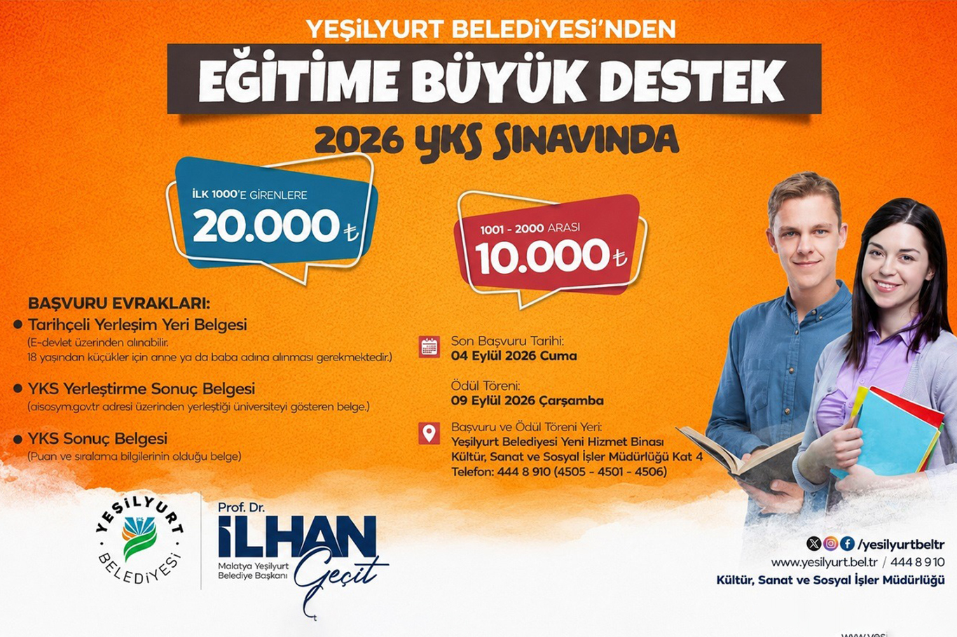 Yeşilyurt Belediyesinden eğitime destek