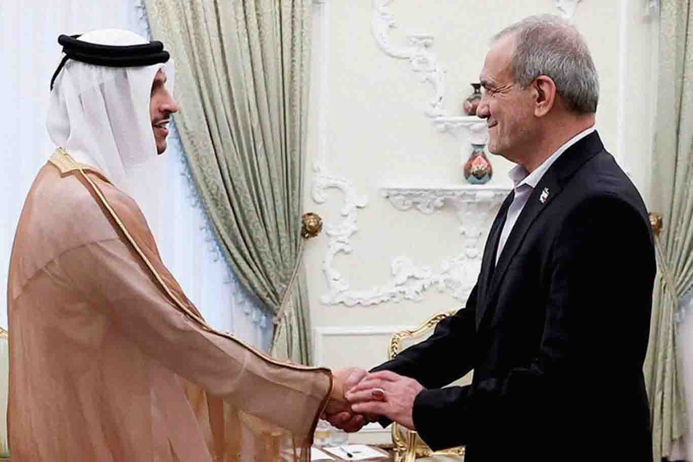 رئیس جمهور ایران، پزشکیان با نخست وزیر قطر، آل ثانی دیدار کرد