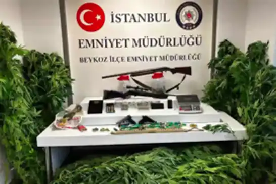 Beykoz'da uyuşturucu operasyonunda Hint keneviri ve silah ele geçirildi
